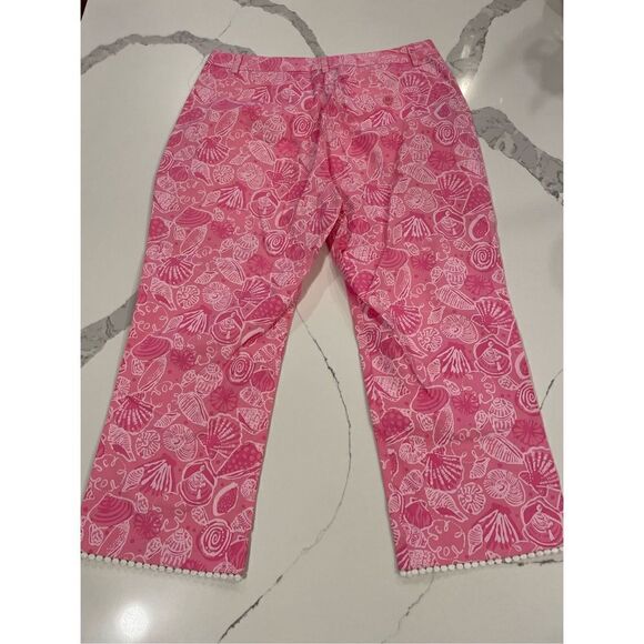 Vintage 90's Lilly Pulitzer Pink Palm Beach Crop Capri Pants Women’s Sz 6 - Picture 2 of 7